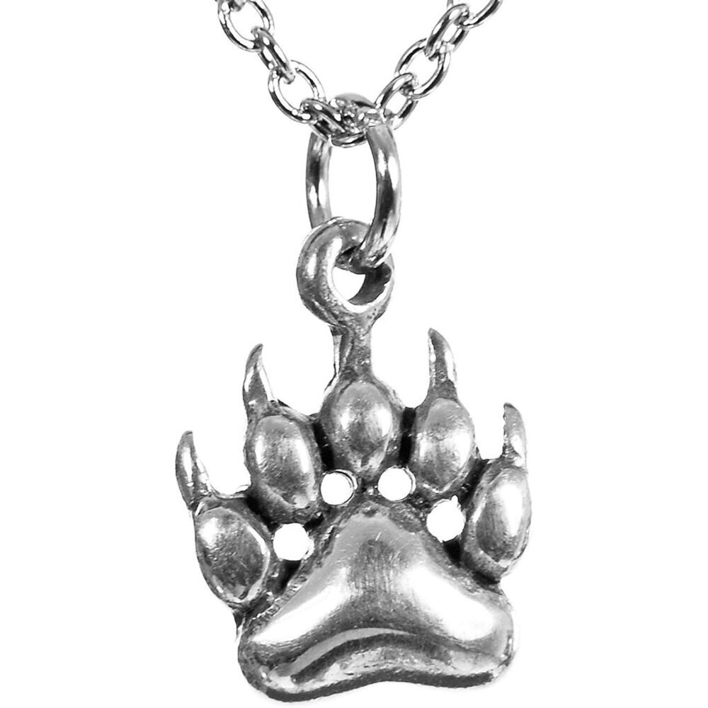 Eco-Friendly Lead-Free Pewter Necklace with Bear Paw Charm - 16 Inch Adjustable
